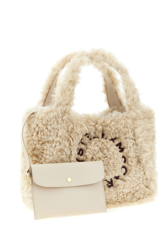 Сумка для покупок с логотипом из овчины, бежевая STELLA MCCARTNEY 513860WP07479561