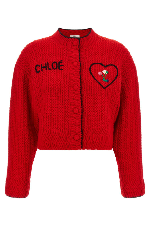 Кардиган с вышивкой, красный CHLOÉ CH26WMC12710632