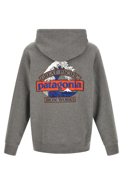 'Great Waves' print hoodie Gray