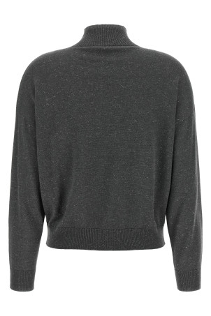 Lamé thread turtleneck sweater Gray