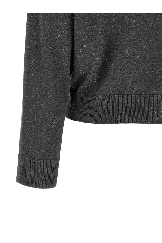Lamé thread turtleneck sweater Gray