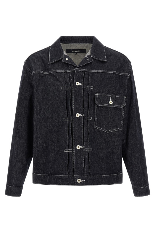 Пиджак с плиссированными элементами, синий COMME DES GARҪONS HOMME HRJ0110511