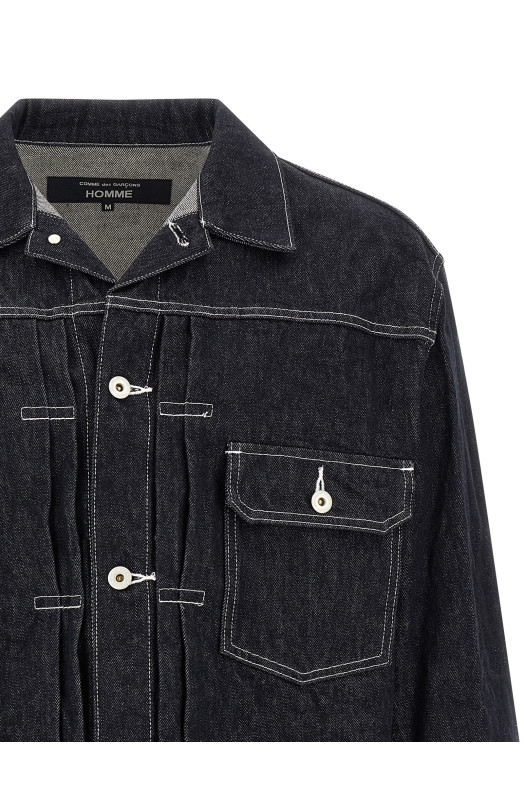 Пиджак с плиссированными элементами, синий COMME DES GARҪONS HOMME HRJ0110511