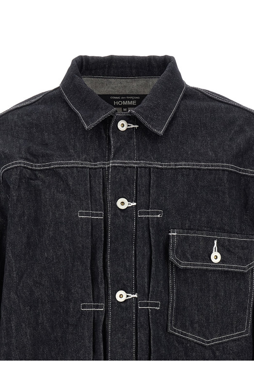 Пиджак с плиссированными элементами, синий COMME DES GARҪONS HOMME HRJ0110511