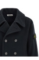 Double-breasted coat with logo badge Blue