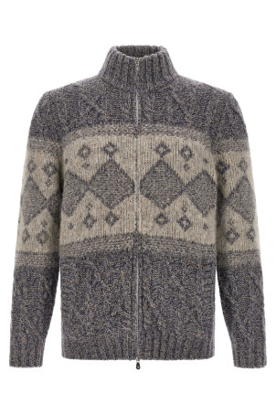 Chiné yarn cardigan Gray