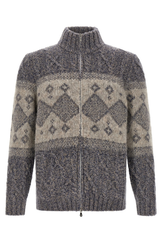 Chiné yarn cardigan Gray