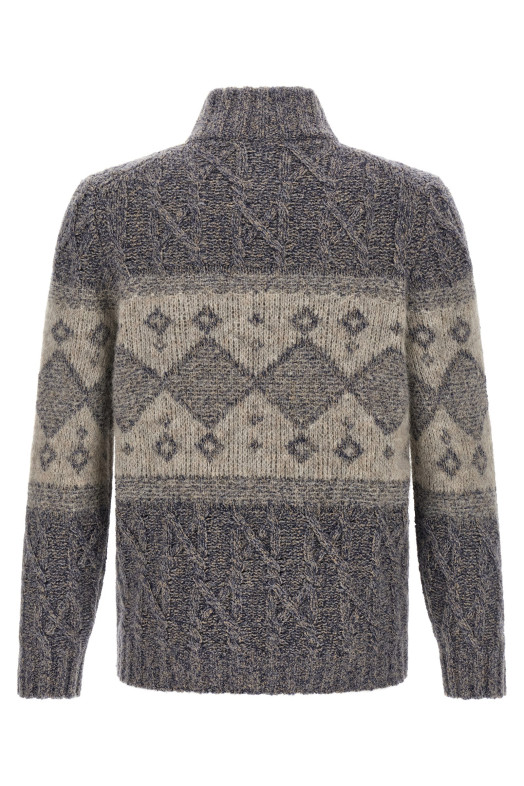 Chiné yarn cardigan Gray
