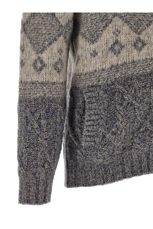 Chiné yarn cardigan Gray