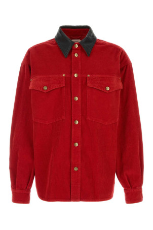 SHIRT DENIM GARMENT-DYED VELVET FABRIC WITH LEATHE VERSACE (10267711A19167)