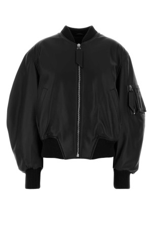 Black leather bomber jacket White THE ATTICO (261WCB00004LBT128AA)