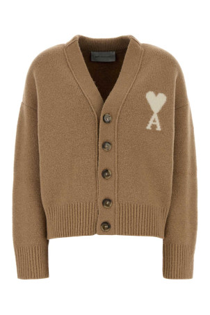 Camel alpaca blend cardigan AMI (UKC365KN0135)