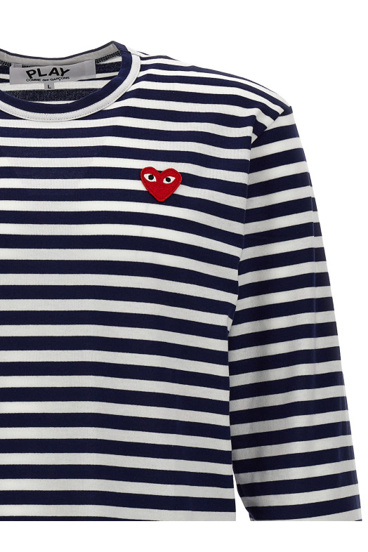 Футболка з логотипом у вигляді смужок, синя COMME DES GARÇONS PLAY AXT0101
