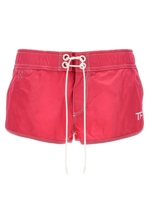 Logo nylon shorts Fuchsia
