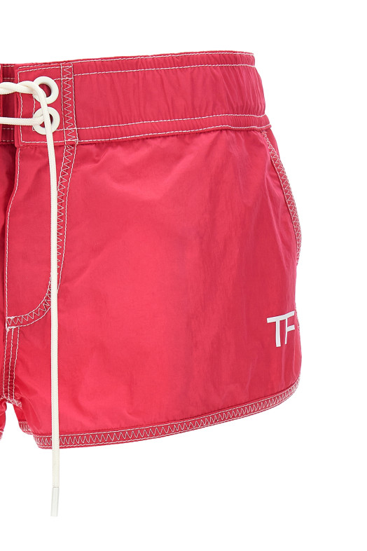 Logo nylon shorts Fuchsia