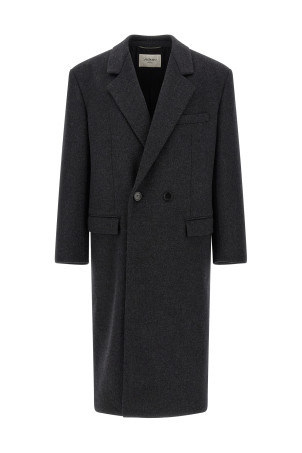 Двостороннє пальто з чесаної вовни, сіре SAINT LAURENT 873406Y1O111140