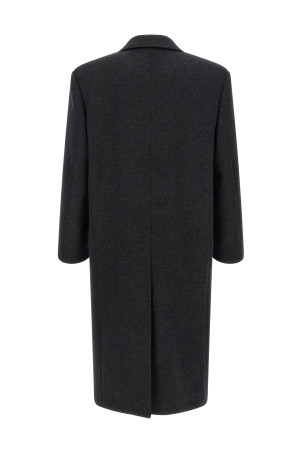 Двостороннє пальто з чесаної вовни, сіре SAINT LAURENT 873406Y1O111140