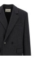 Двустороннее пальто из чесаной шерсти, серого цвета SAINT LAURENT 873406Y1O111140