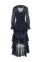 Платье «Polka Dot Georgette Ruffle Maxi» синего цвета PF26116XBNNAVY