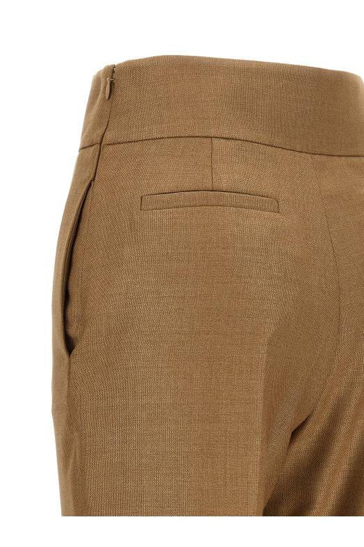 Брюки Valentino Garavani из текстурированной смеси шелка и шерсти, бежевые B0RB7D7AGP954