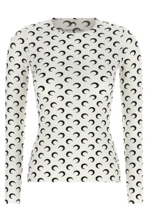 'Moon Printed Jersey Second Skin' T-shirt Black-grey