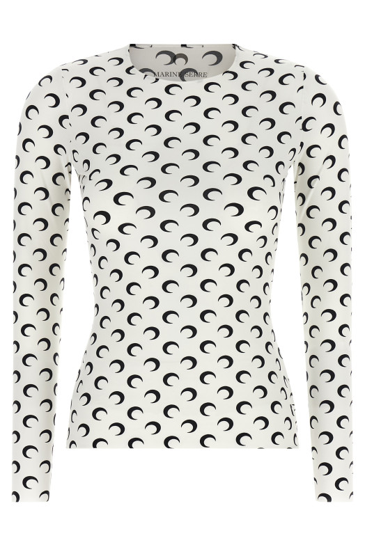 'Moon Printed Jersey Second Skin' T-shirt Black-grey