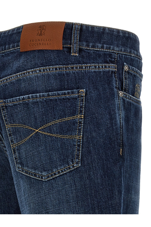 Logo embroidery jeans Blue