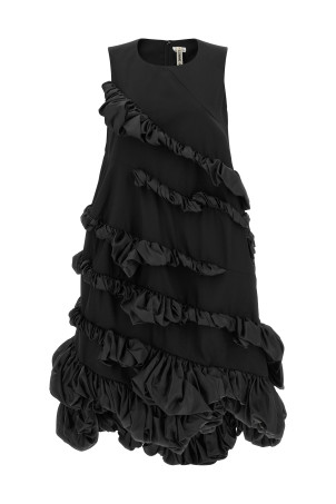 Sculptural ruffles dress Black