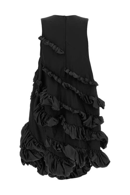 Sculptural ruffles dress Black