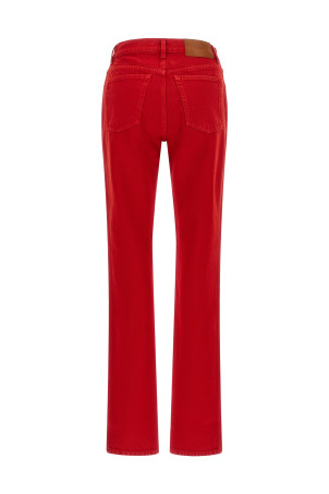 Garment-dyed denim jeans Red