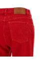 Garment-dyed denim jeans Red