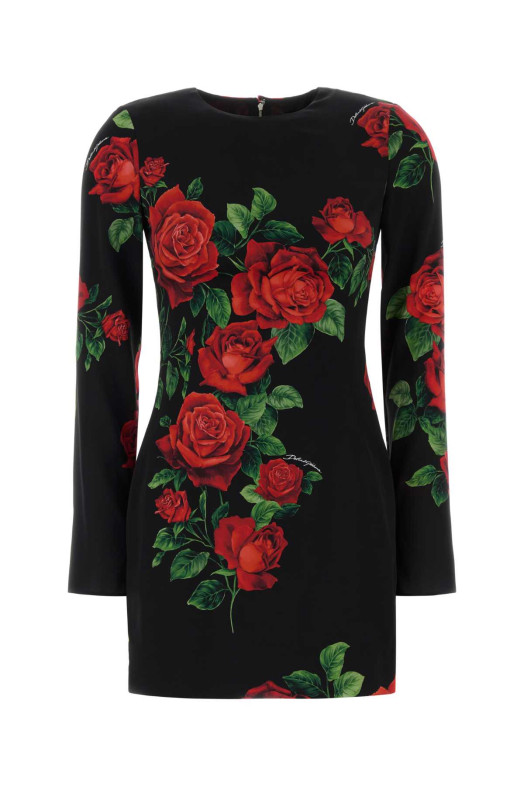 Мини-платье из эластичного шелка с принтом DOLCE & GABBANA (F623STFSA9R) DOLCE & GABBANA