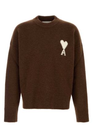 Chocolate stretch alpaca blend sweater AMI (UKS836KN0135)