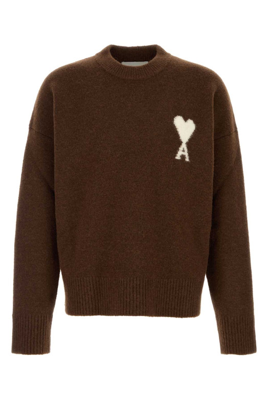 Chocolate stretch alpaca blend sweater AMI (UKS836KN0135)