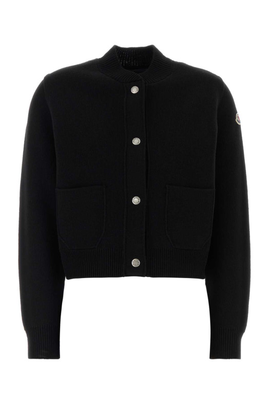 Чорний кардиган із еластичної вовняної суміші, чорний MONCLER (L20939B00023M4281)