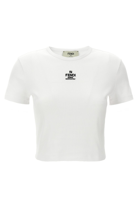 'Fendi' cropped T-shirt White