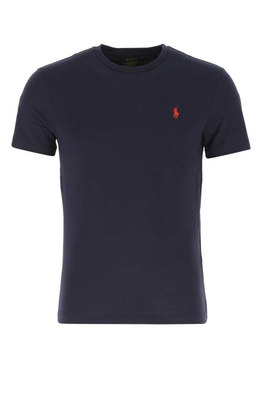 Хлопковая футболка темно-синего цвета POLO RALPH LAUREN (710680785)