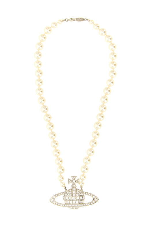 'Man. Bas Relief Pearl' necklace Silver