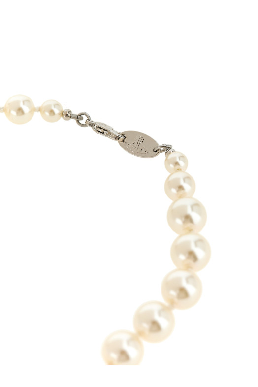 'Man. Bas Relief Pearl' necklace Silver