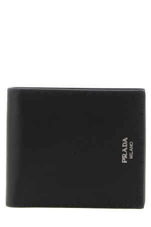 Antiqued leather wallet Black