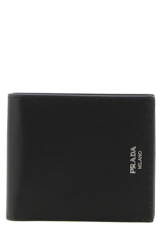 Antiqued leather wallet Black