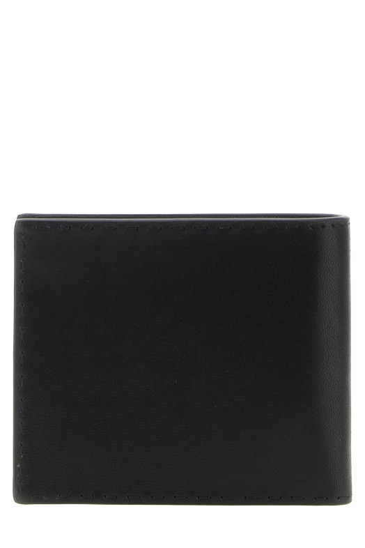 Antiqued leather wallet Black
