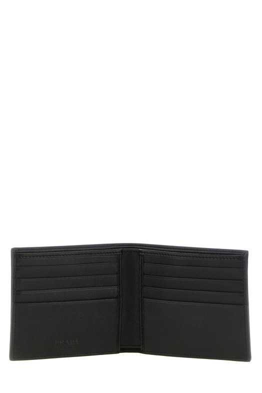 Antiqued leather wallet Black