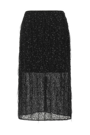 Sequin embroidery skirt Black