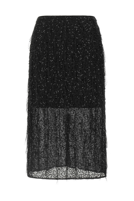 Sequin embroidery skirt Black