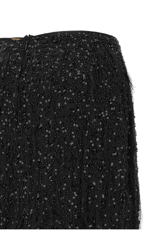 Sequin embroidery skirt Black