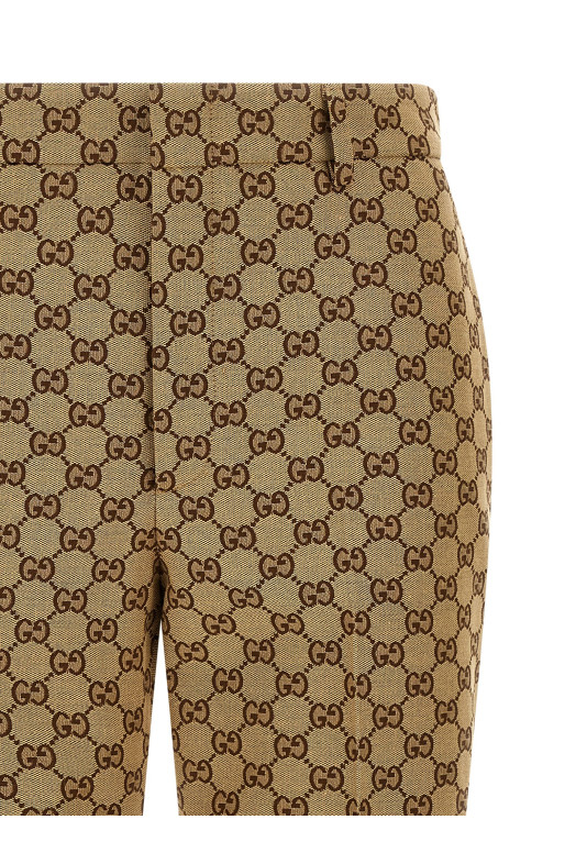 Брюки из ткани GG, бежевые GUCCI 786389Z7ADE2190