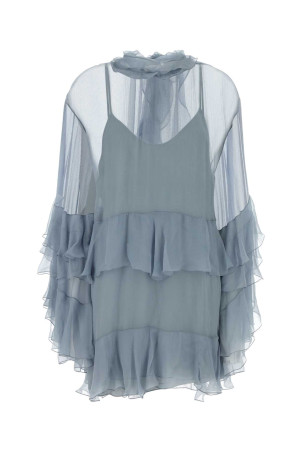 Powder blue silk dress Black CHLOE (CH26ARO52001)