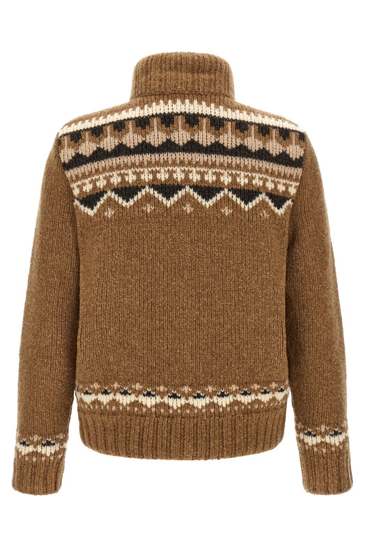 Geometric bouclé cardigan Brown