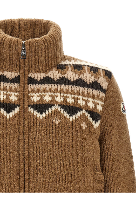 Geometric bouclé cardigan Brown